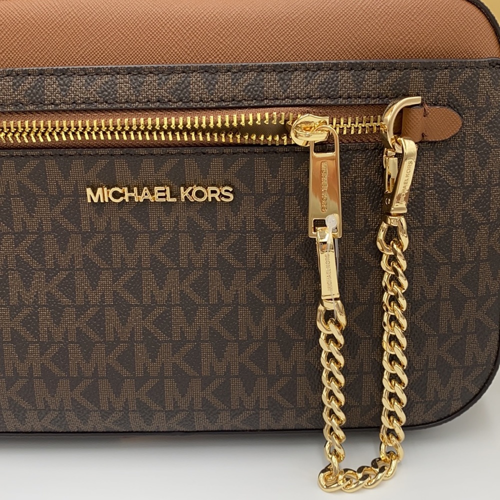 MICHAEL KORS LG EW ZP CHAIN XBODY BROWN SIGNATURE - Picture 7 of 16